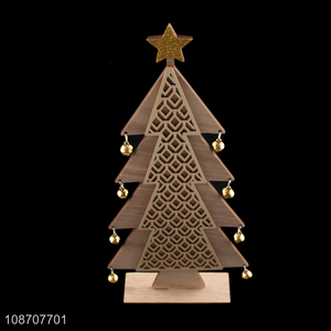 Top selling xmas tree shape wooden crafts tabletop decoration wholesale