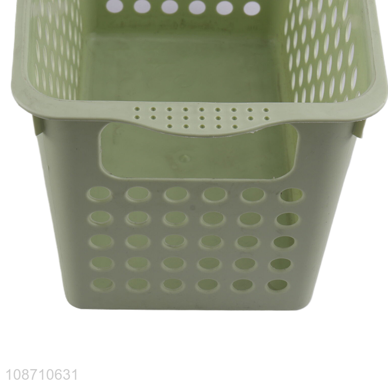 Wholesale durable plastic storage basket with handles for pantry kitchen closet