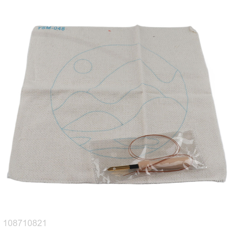 Wholesale DIY craft punch needle embroidery kits rug with stamped color pattern