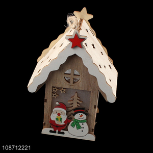 Wholesale led light wooden Christmas house Christmas table centerpieces