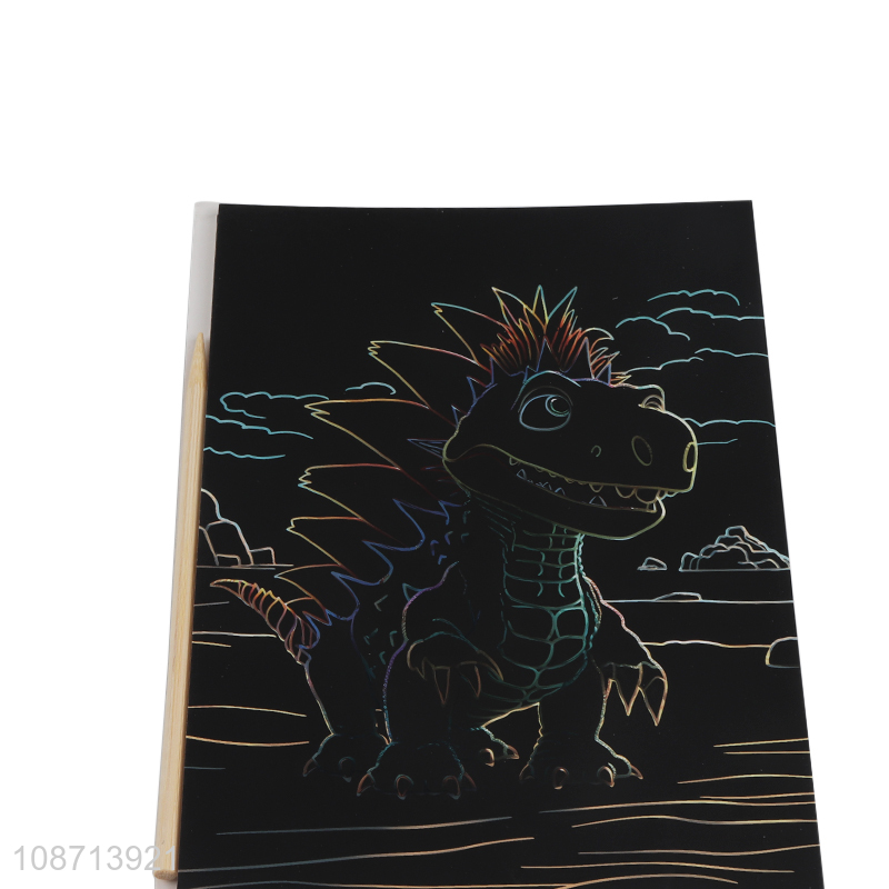 Factory price dinosaur series cartoon scratch art card art paper for kids