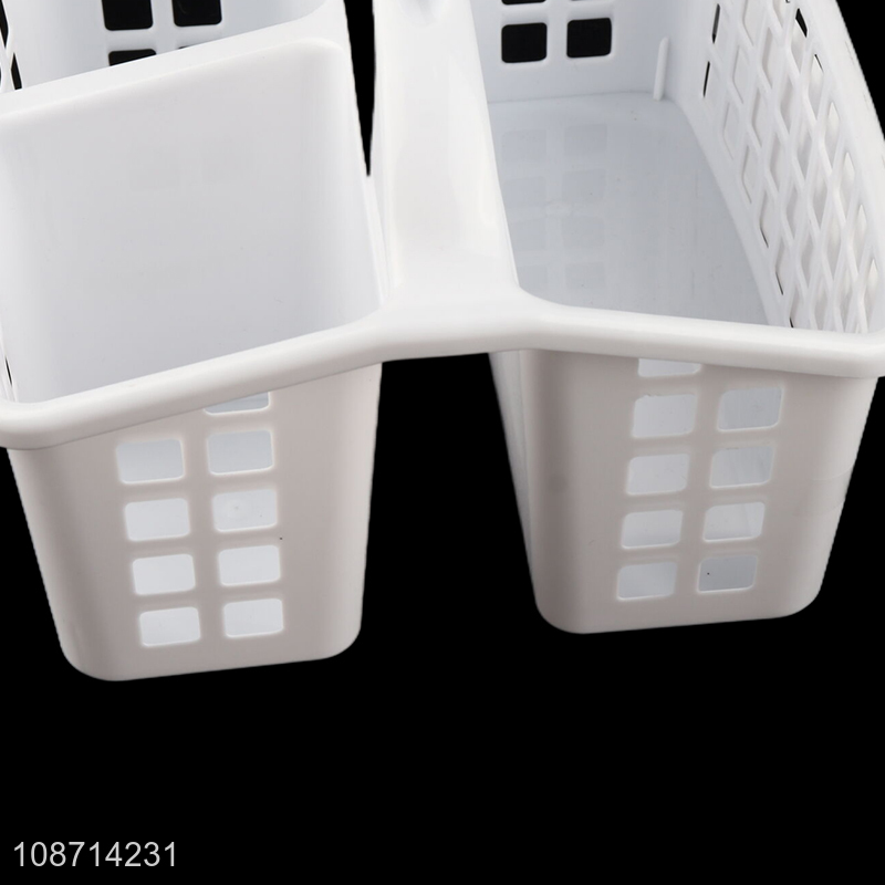 New product 3-compartment plastic bathroom storage basket with handle