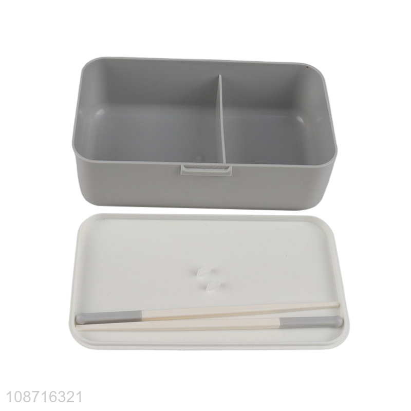 New product 2-compartment plastic bento box meal pre lunch box with chopsticks