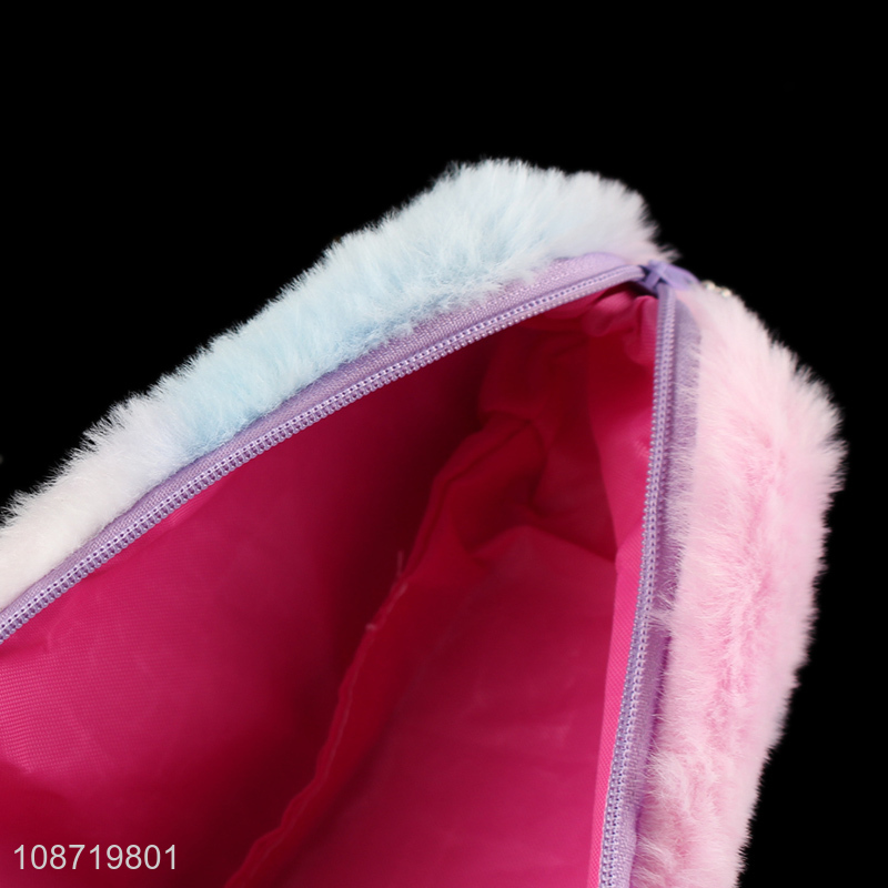 Wholesale gradient color plush stationery box pencil bag office school supplies