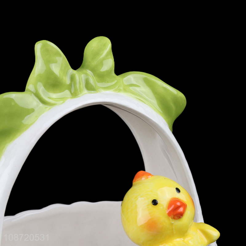 China factory ceramic crafts duck flower basket ornaments for tabletop decoration