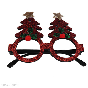 Wholesale glitter Christmas tree glasses frame for holiday party decoration