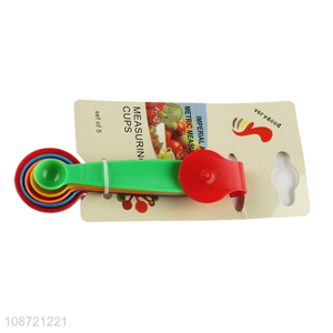 Latest design multicolor plastic 5pcs measuring tool measuring <em>spoon</em> set