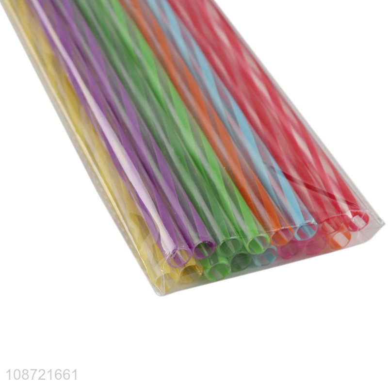 Wholesale rainbow color reusable long plastic replacement drinking straws
