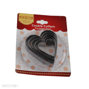 High quality 5pcs/set heart shape stainless steel cookies molds candy cutters