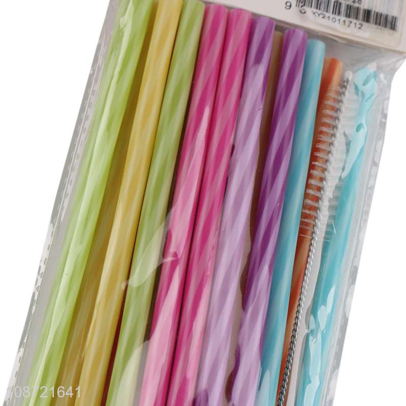 Good price rainbow color reusable plastic drinking straws for smoothies