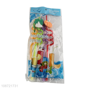 High quality reusable cartoon spiral plastic drinking straws for cocktail