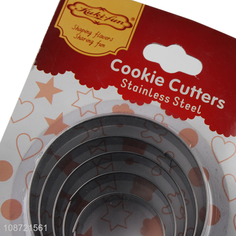 Wholesale 5pcs/set round stainless steel cookies moulds biscuits making tools