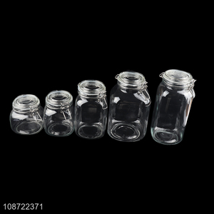 Top products wide mouth clear flip top glass snack candy storage jar
