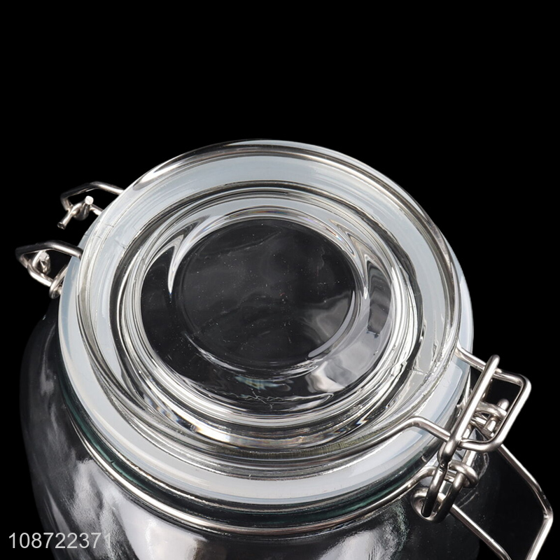 Top products wide mouth clear flip top glass snack candy storage jar