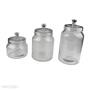 Good selling clear glass sealed wide mouth candy cookies storage jar wholesale
