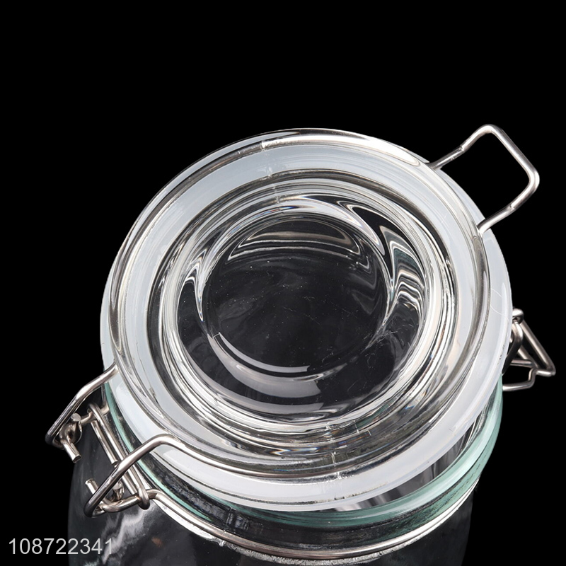 Hot items clear kitchen glass jars flip top glass jar for home