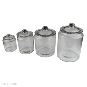 Yiwu market clear sealed glass food container candy snack storage jar