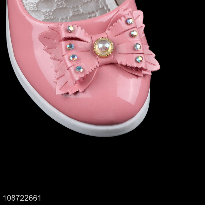 Factory supply pink fashion princess shoes kids casual shoes with bow