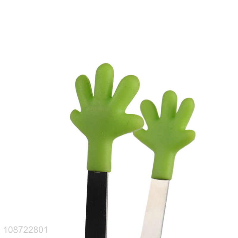 Good quality stainless steel hand shaped silicone serving tongs for ice cube