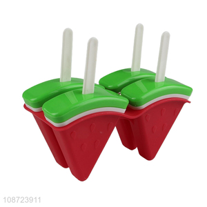 New product reusable watermelon shape plastic popsicle mold ice pop maker set