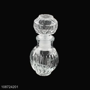 Good quality 50ml empty embossed glass wine bottle with airtight stopper