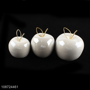 Online wholesale apple shape ceramic ornaments for tabletop decoration