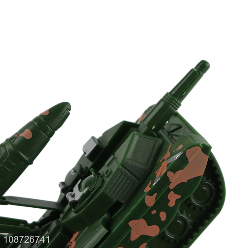 Online wholesale plastic military toy catapult deformed tank model toy for kids