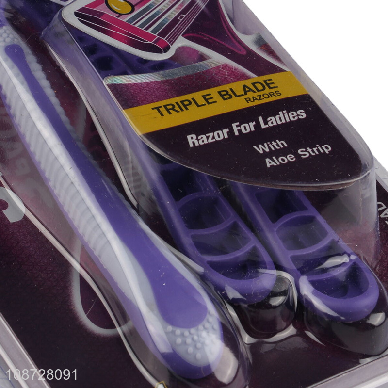 Hot selling ladies triple blades shaving razor set wholesale
