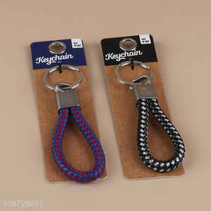 Online wholesale pu leather braided strap key chain keyring for men