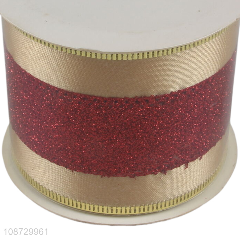 Factory price metallic fabric ribbons Christmas ribbons for crafting