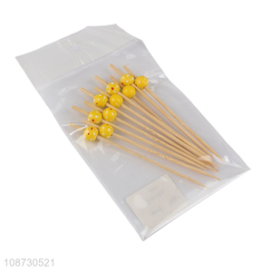 Best selling 20pcs party supplies disposable bamboo fruit sticks set