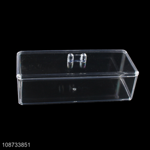 Good quality clear rectangle cosmetic makeup storage box with lid