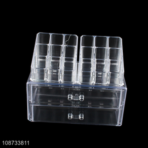 Good selling clear plastic makeup cosmetic display storage box with drawer
