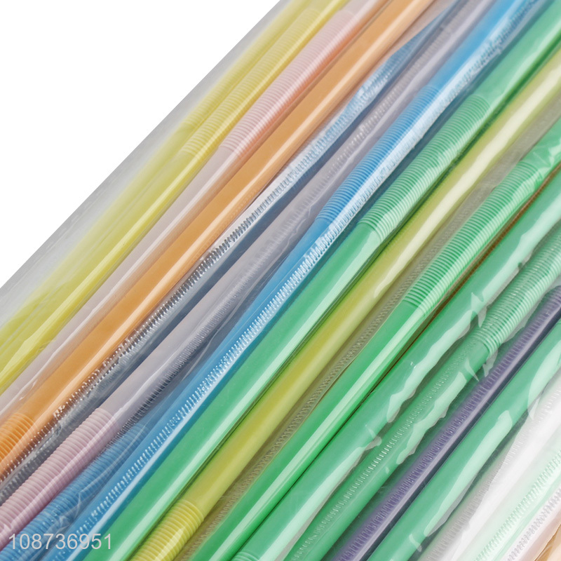 Online wholesale 100pcs disposable straws colorful plastic drinking straws