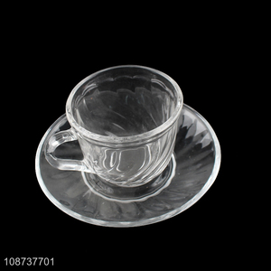 Wholesale transparent glass coffee cup and saucer set for espresso juice