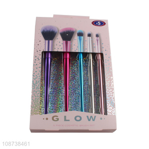 Wholesale 5pcs electroplating plastic handle women makeup brush set