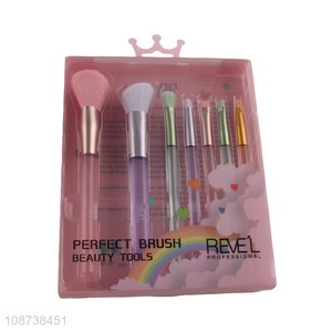 New product 7pcs neon colors plastic handle cosmetic makeup brush set