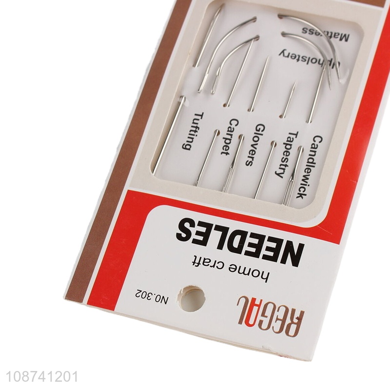 Wholesale hand sewing needles kit with 5 straight needles & 2 curved needles