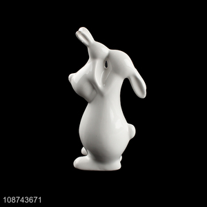 Wholesale ceramic bunny figurine porcelain rabbit statue for home decor