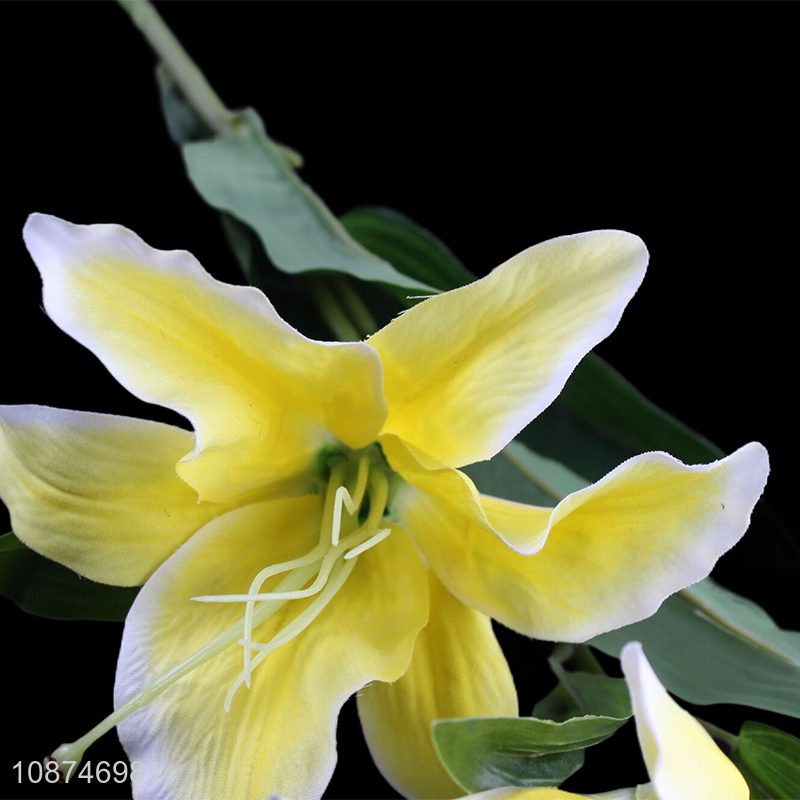 Wholesale 3 head artificial flower fake lily for home table centerpieces