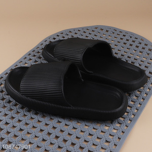 New arrival black non-slip indoor home slippers soft sole slippers for sale