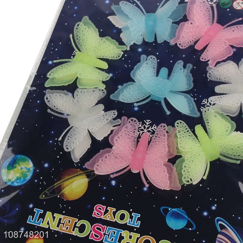 Best price butterfly shaped 3d fluorescent sticker decorative sticker