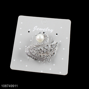 New products swan brooch pin rhinestone pearl brooch pin for women