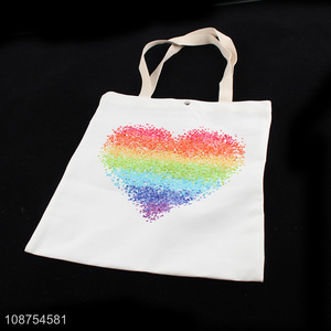 Good quality double sided heart printed polyester tote bag grocery bag