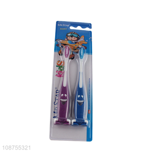 Factory supply 2pcs children soft cartoon toothbrush set