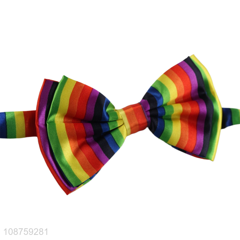 Hot selling pre-tied bow tie adjustable bowties rainbow bow tie