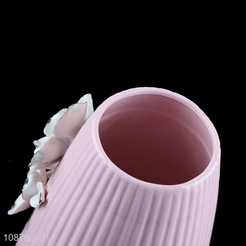 Hot selling pink home décor ceramic flower vase wholesale