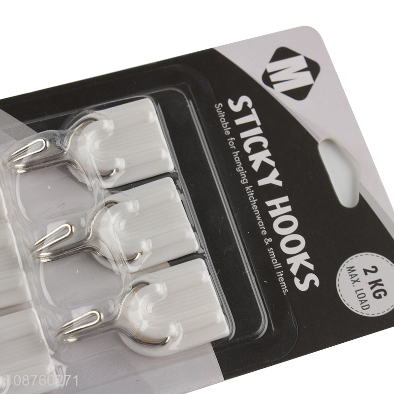 Most popular 6pcs white kitchen bathroom sticky hook set