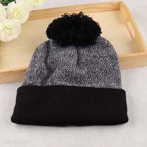New product winter knitted cap pom pom beanie hat for men women