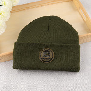 Hot selling winter cuffed beanie hat knit skull cap for women men